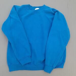 Vtg 80s 90s Hanes Sport Blank Mens L Blue Crewneck Sweatshirt Made In USA Plain
